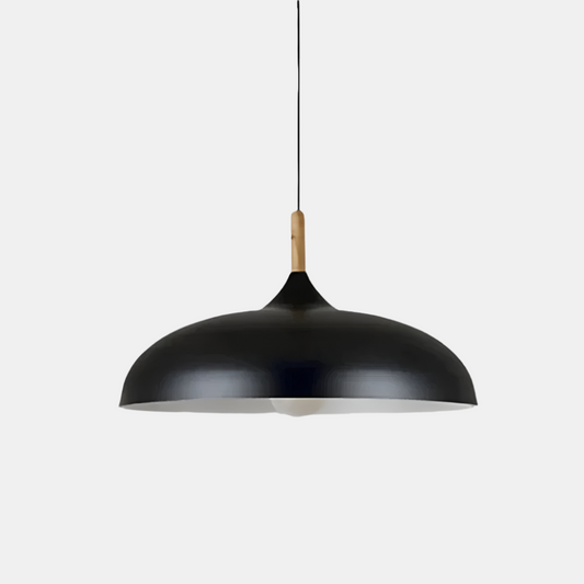 Moderne nordisk loftlampe i skandinavisk egetræsdesign Hængelampe Tech Butik Sort Varm Hvid dia35cm X h23cm