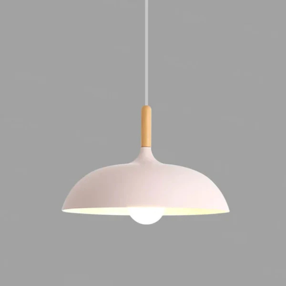 Moderne nordisk loftlampe i skandinavisk egetræsdesign Hængelampe Tech Butik Rosa Varm Hvid dia35cm X h23cm