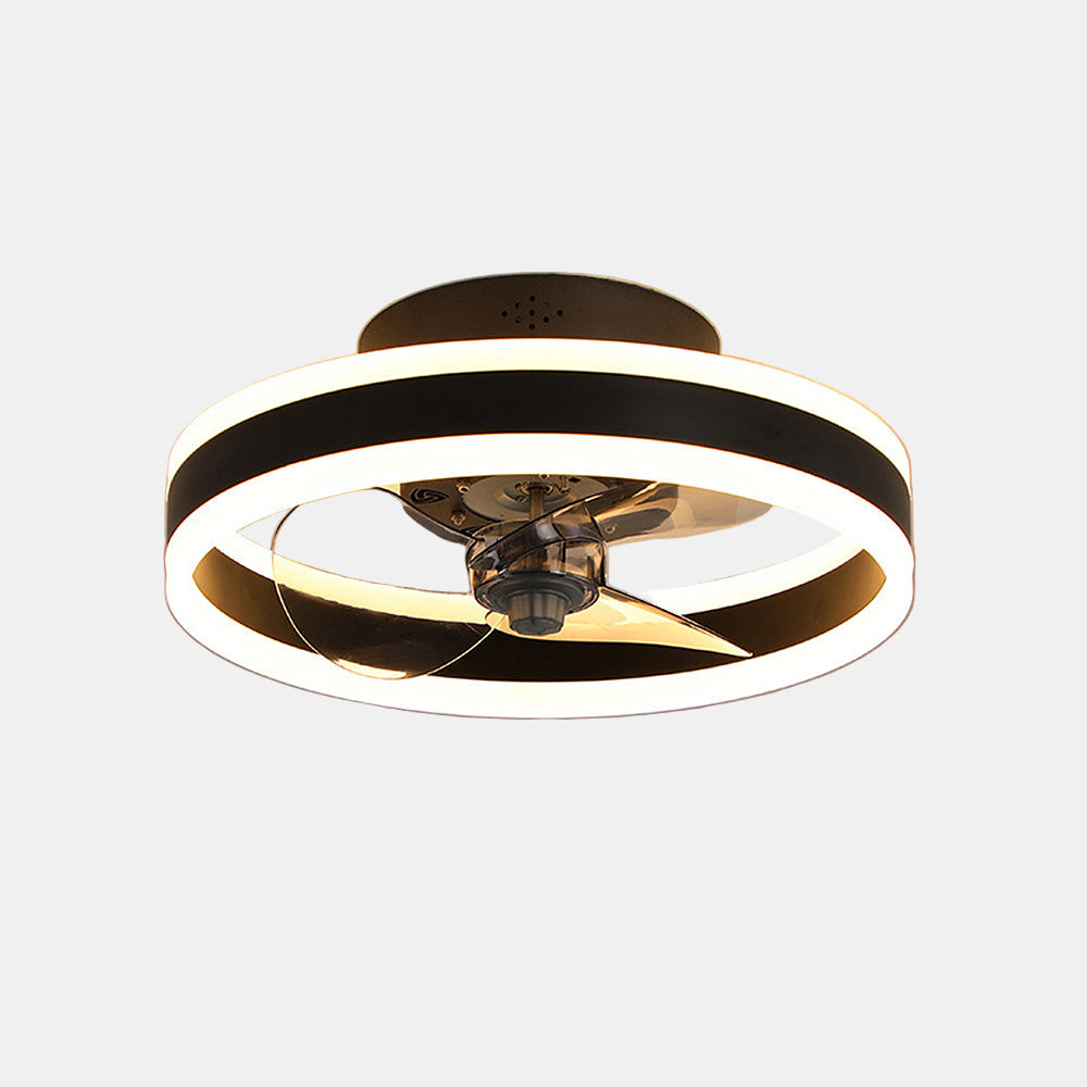 Moderne og Stilfuld LED Loftventilator til Komfort Hele Året LED-loftventilator Tech Butik Sort D40*H16CM