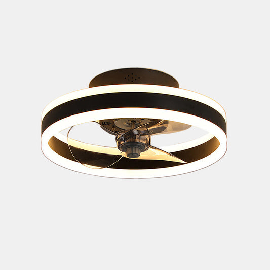 Moderne og Stilfuld LED Loftventilator til Komfort Hele Året LED-loftventilator Tech Butik Sort D40*H16CM