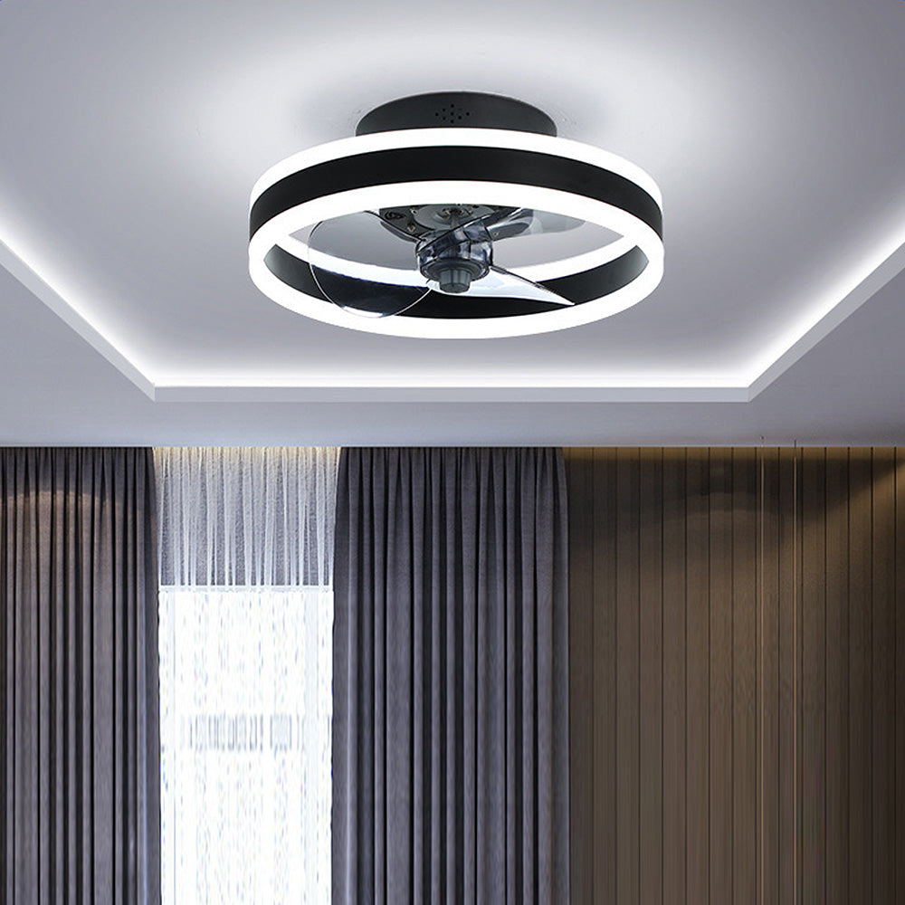 Moderne og Stilfuld LED Loftventilator til Komfort Hele Året LED-loftventilator Tech Butik Sort D50*H16CM
