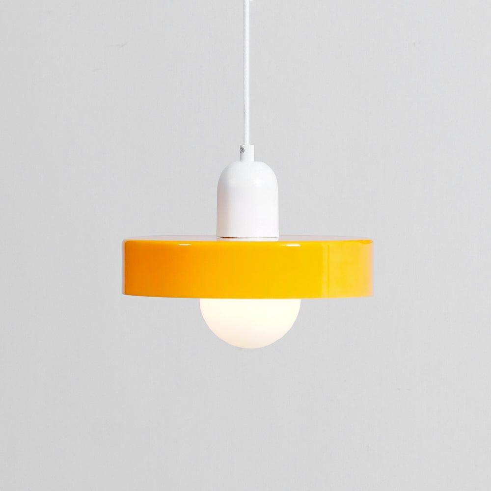 Moderne pendellampe med frostet diffuser og farverig lampeskærm Hængende lampe Tech Butik Ø 9.8″ x H 8.7″ / Dia 25cm x H 22cm Orange & Hvid