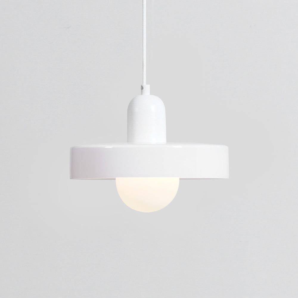 Moderne pendellampe med frostet diffuser og farverig lampeskærm Hængende lampe Tech Butik Ø 9.8″ x H 8.7″ / Dia 25cm x H 22cm Hvid