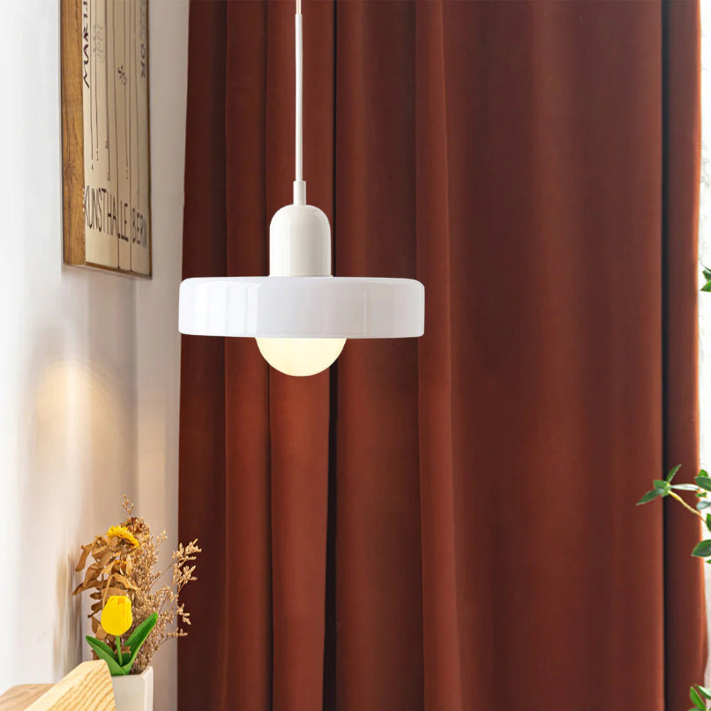 Moderne pendellampe med frostet diffuser og farverig lampeskærm Hængende lampe Tech Butik