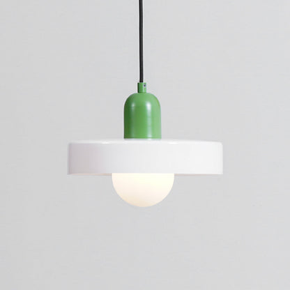 Moderne pendellampe med frostet diffuser og farverig lampeskærm Hængende lampe Tech Butik Ø 9.8″ x H 8.7″ / Dia 25cm x H 22cm Hvid & Grøn