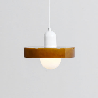 Moderne pendellampe med frostet diffuser og farverig lampeskærm Hængende lampe Tech Butik Ø 9.8″ x H 8.7″ / Dia 25cm x H 22cm Brun & Hvid