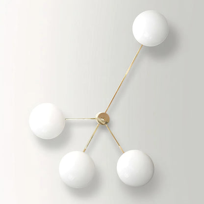 Moderne plafondlamp van ondoorzichtig glas met messing armen Loftslampe Tech Butik 4 Hoveder Ø 146 cm x H 22.5 cm Messing