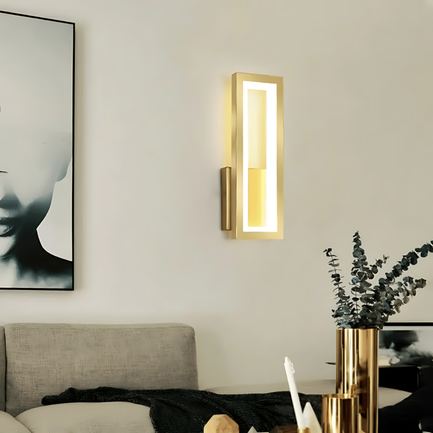 Moderne rektangulær LED-væglampe til elegant belysning Væglamper Tech Butik Guld