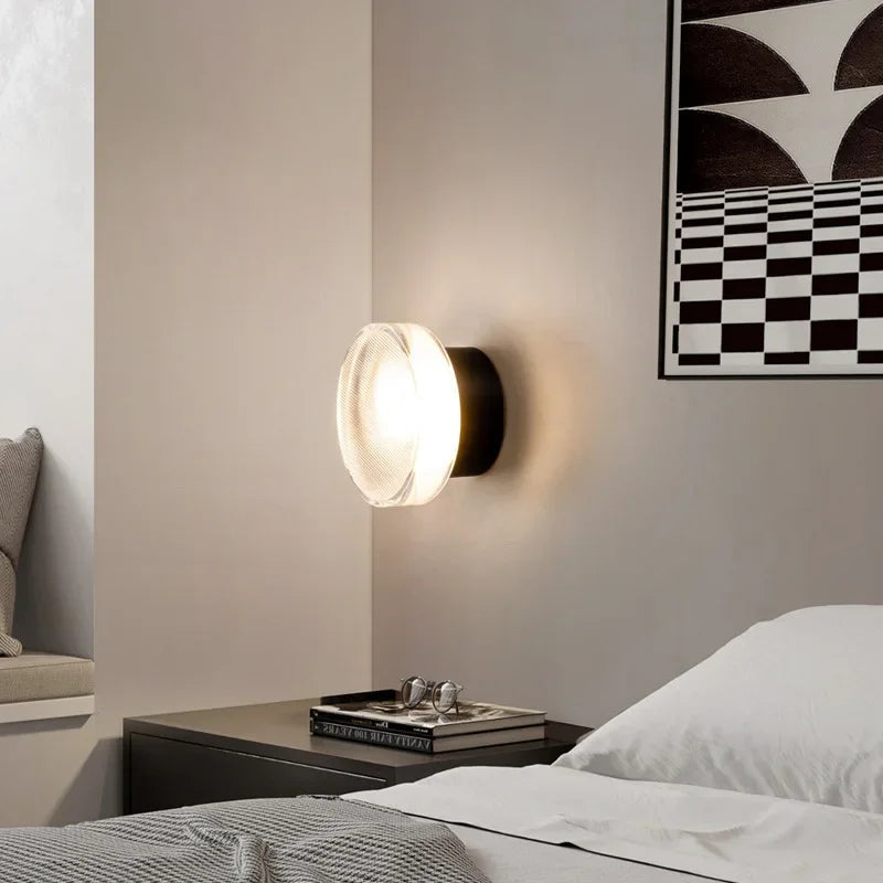 Moderne rund væglampe i harpiks med LED-lys Væglamper Tech Butik