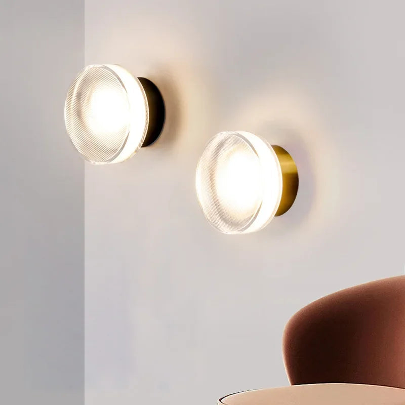 Moderne rund væglampe i harpiks med LED-lys Væglamper Tech Butik