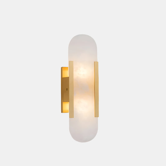 Moderne væglampe med geometrisk elegance Væglampe Tech Butik Dia 10cm x H 35cm Messing