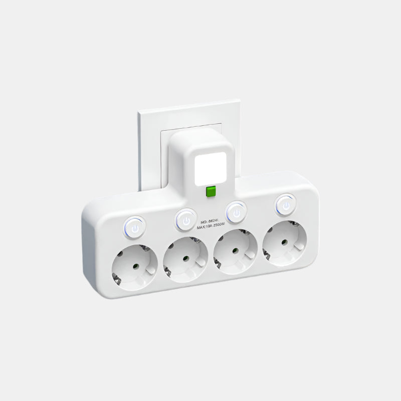 Multifunktionel Stikdåse Med USB Og Type-C Tilslutninger Stikdåse Tech Butik Hvid
