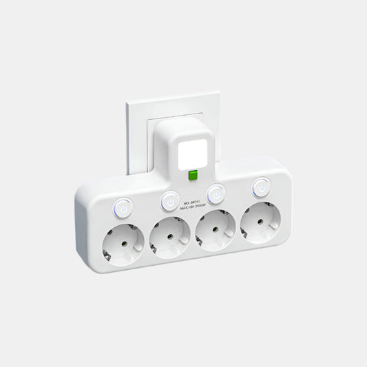 Multifunktionel Stikdåse Med USB Og Type-C Tilslutninger Stikdåse Tech Butik Hvid