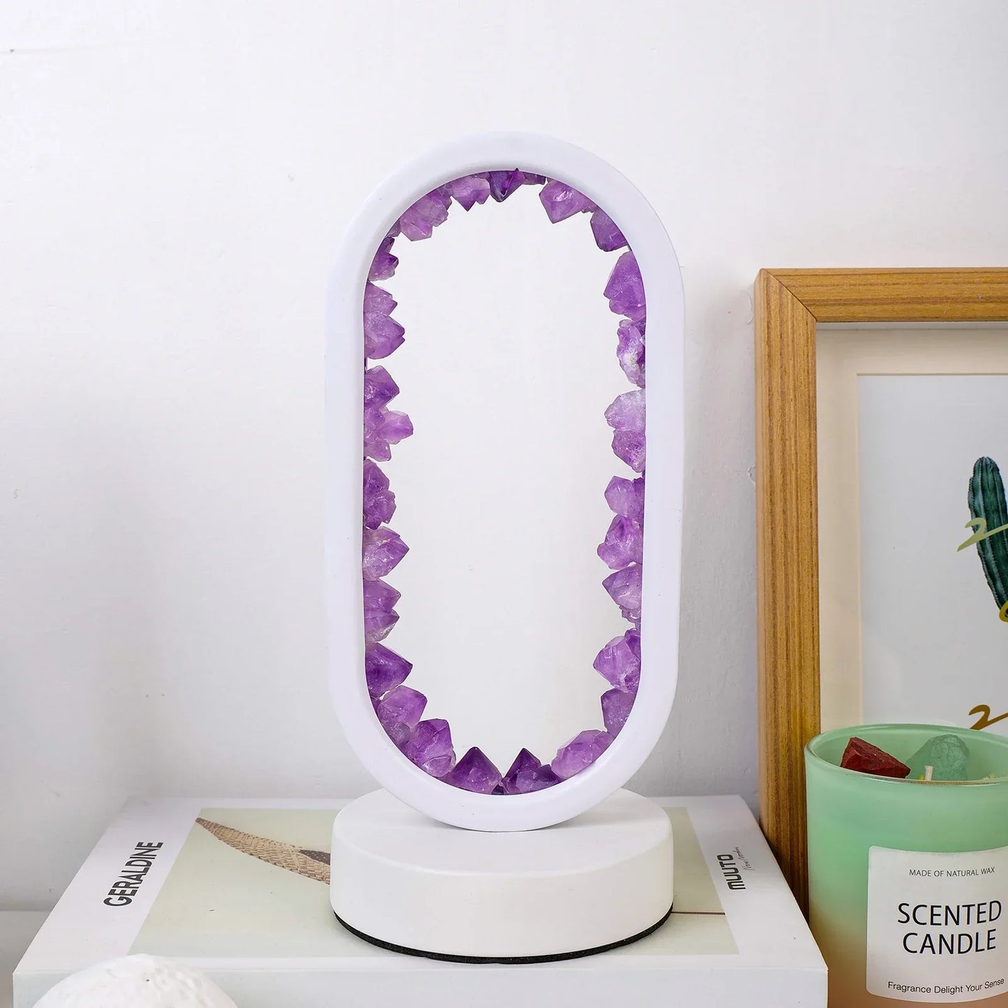 Naturlig Krystallampe med Blødt Stemningslys Bordlamper Tech Butik Amethist hvid