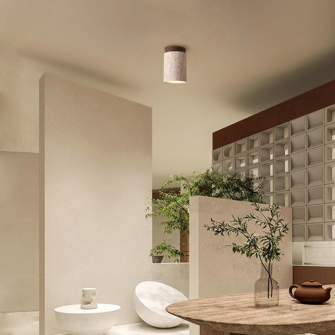 Naturlig travertin loftslampe til et moderne interiør Loftlamper Tech Butik