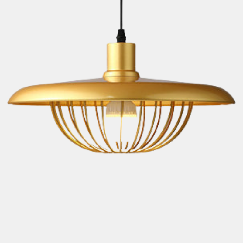 Nordisk-Inspireret Loftlampe med Trælook til Moderne Rum Hængelamper Tech Butik Guld