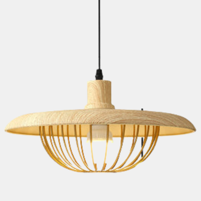 Nordisk-Inspireret Loftlampe med Trælook til Moderne Rum Hængelamper Tech Butik Naturligt træ