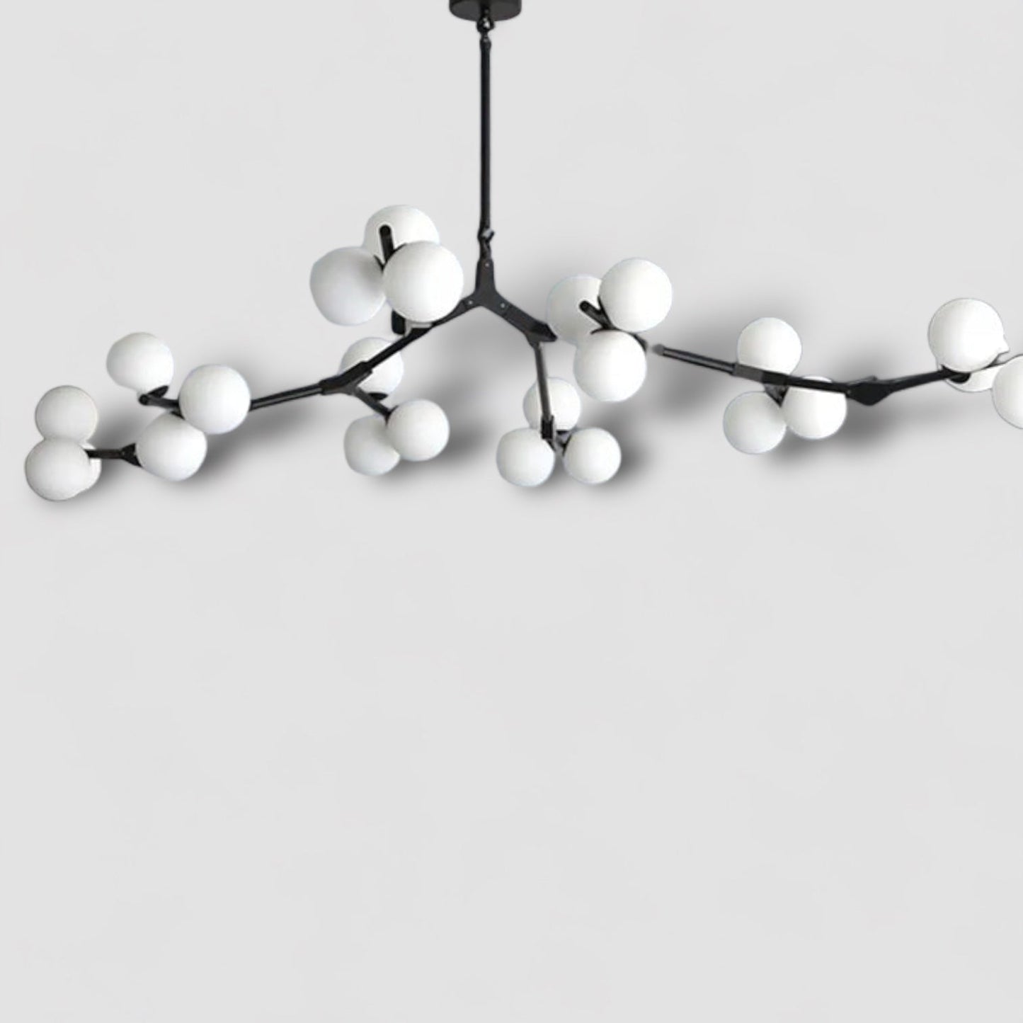 Nordiske Gren Loftlampe for Moderne Elegance Pendellampe Tech Butik Sort (24 hoveder) Længde 178cm x bredde 134cm x højde 40cm Varmt lys (3000K)