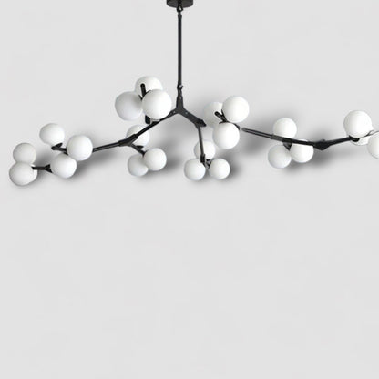 Nordiske Gren Loftlampe for Moderne Elegance Pendellampe Tech Butik Sort (24 hoveder) Længde 178cm x bredde 134cm x højde 40cm Varmt lys (3000K)