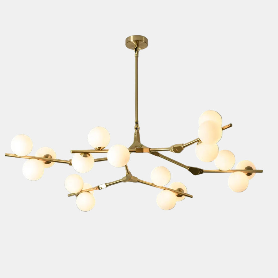 Nordiske Gren Loftlampe for Moderne Elegance Pendellampe Tech Butik Guld (18 hoveder) Længde 137cm x bredde 89cm x højde 40cm Varmt lys (3000K)