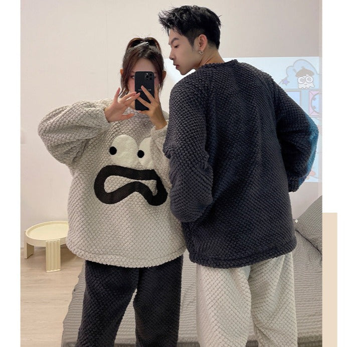 Matchende Varmt Pyjamasæt til Par – Blødt og Komfortabelt Nattøj Couple Sleepwear Tech Butik