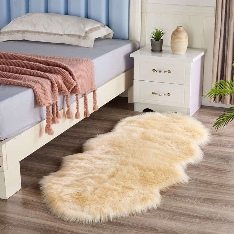 Ultra-Blød lammeskind-tæppe for Hygge og Luksus i Hjemmet Tæppe Tech Butik Beige 2×4ft