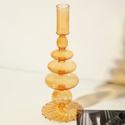 Farverige Borosilikat Glas Lysestager med Abstrakt Charme Candle Holders Tech Butik