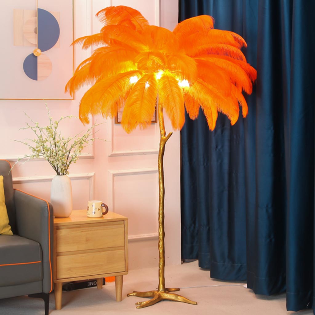 Luksus Struds Fjeder Gulvlampe – Forvandl Dit Rum til et Stilfuldt og Luksuriøst Fristed Floor Lamps Tech Butik Orange Dia 75cmx H 120cm/D 29.53"x H47.24"