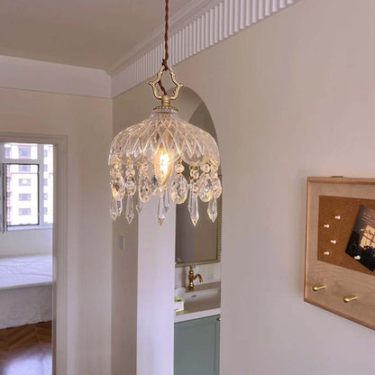 Retro Messing Krystal Glas Pendellampe – Vintage Elegant Belysning til Klassiske Interiører Pendant Lights Tech Butik