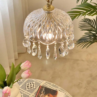 Retro Messing Krystal Glas Pendellampe – Vintage Elegant Belysning til Klassiske Interiører Pendant Lights Tech Butik