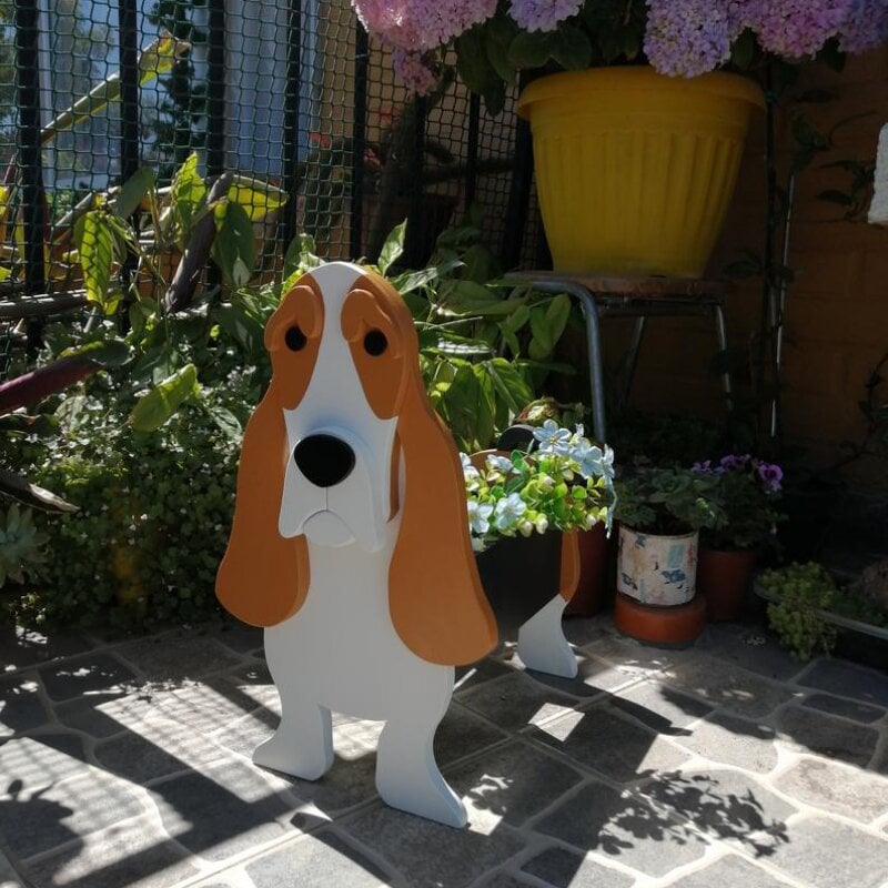 Personlig Blomsterkrukke Til Kæledyr Blomsterpotte Tech Butik Basset Hound M (9.44"x7.08")
