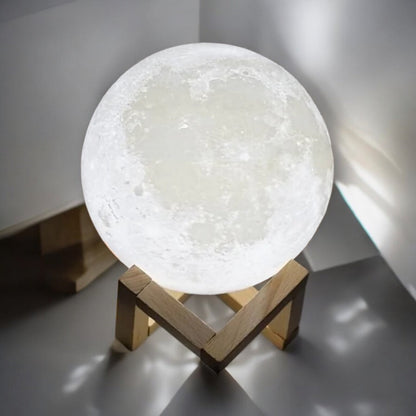 Moderne Måne Bordlampe – Fantastisk 3D Måne-lys med Justerbare Farver Lamps Tech Butik