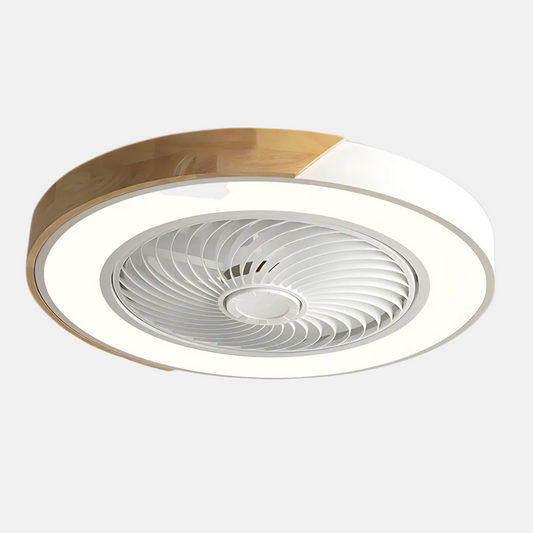 Plafondventilator med LED-belysning og Træfinish Loftventilatorlampe Tech Butik Hvid