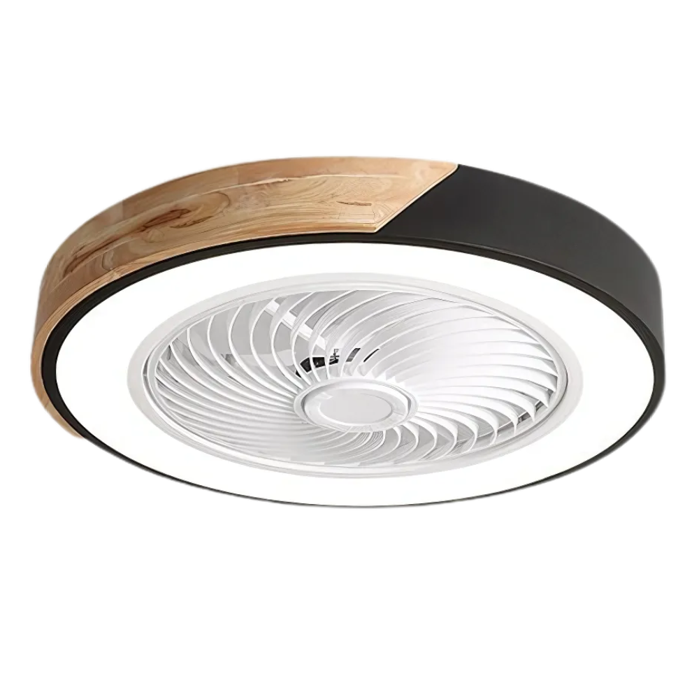 Plafondventilator med LED-belysning og Træfinish Loftventilatorlampe Tech Butik Sort