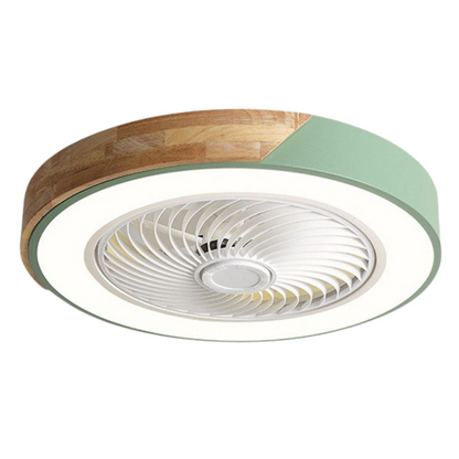 Plafondventilator med LED-belysning og Træfinish Loftventilatorlampe Tech Butik Grøn