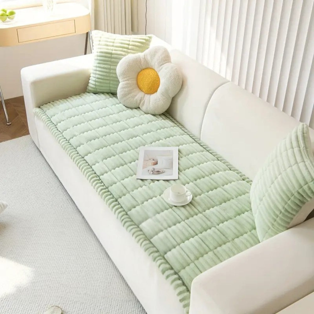 Plyssofabetræk med Plisserede Kanter – Hyggelig Elegance til Dit Opholdsrum Sofa Tilbehør Tech Butik