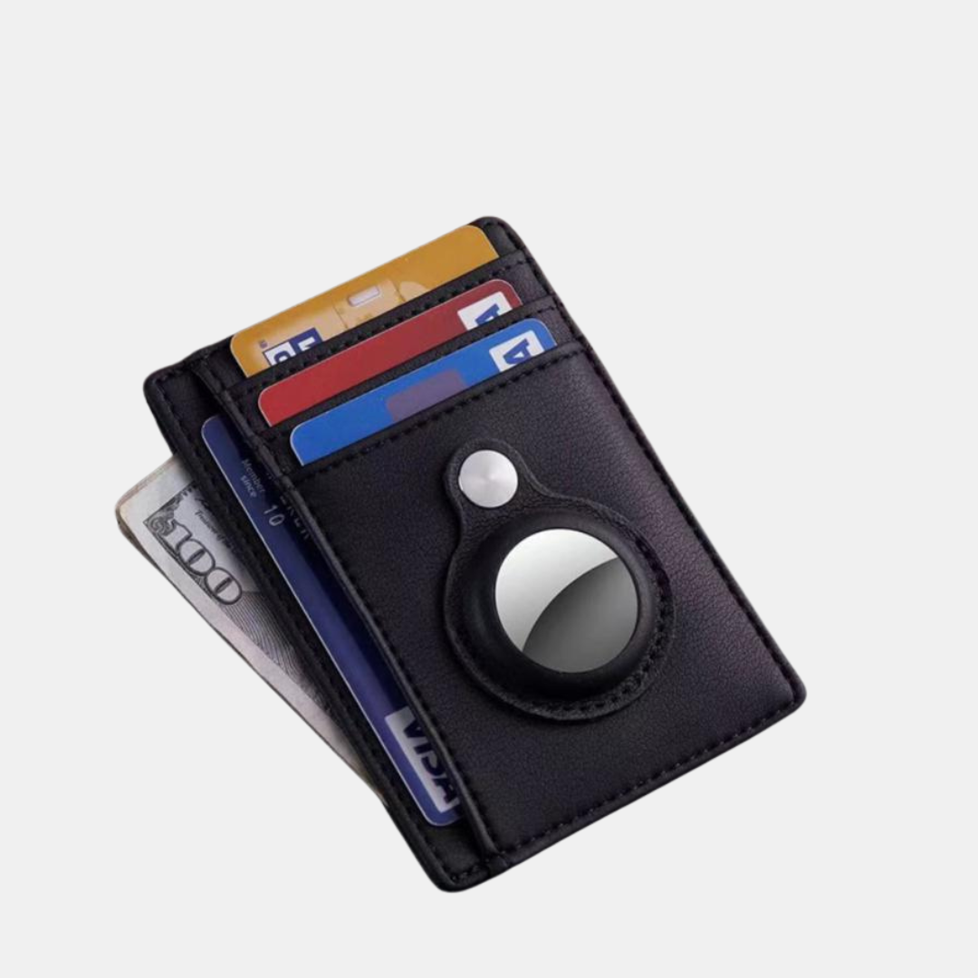 Premium AirTag Læderpung – Luksus PU-læder, Magnetisk Lukning & RFID-beskyttelse Punge & Kortholdere Tech Butik Sort