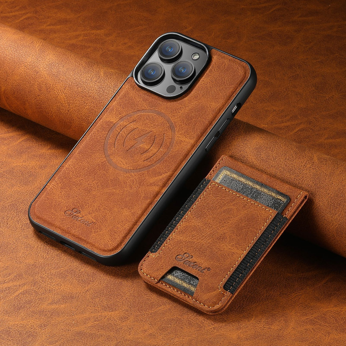 Premium Læder Mobilcover – Kortlomme & MagSafe-kompatibel Mobiltelefontilbehør Tech Butik Khaki IPhone 12 Pro