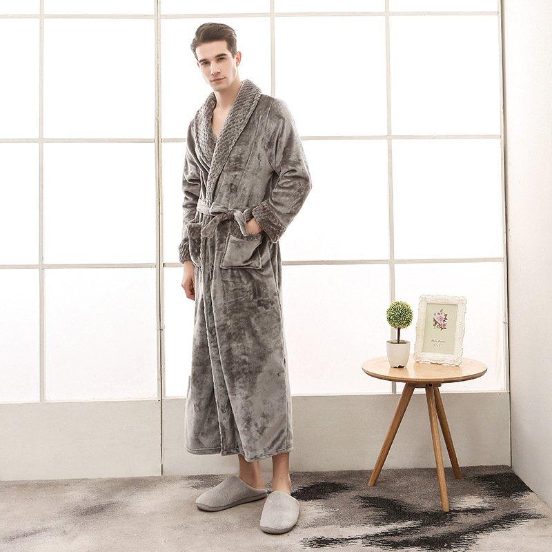 Blød Lang Morgenkåbe – Hygge og Elegance til de Kolde Dage Bathrobes Tech Butik Grå M For mænd