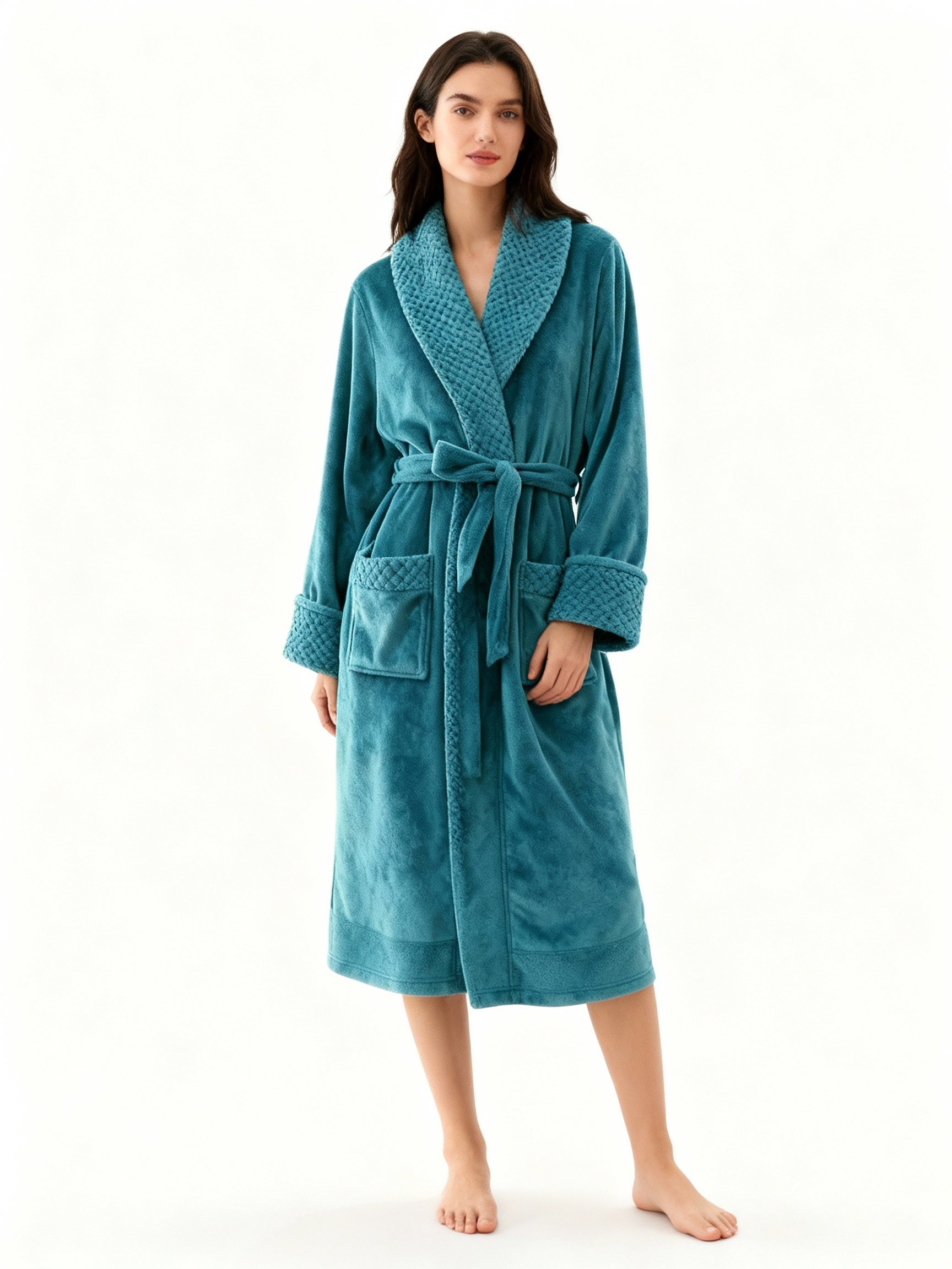 Blød Lang Morgenkåbe – Hygge og Elegance til de Kolde Dage Bathrobes Tech Butik Grøn M Til kvinder