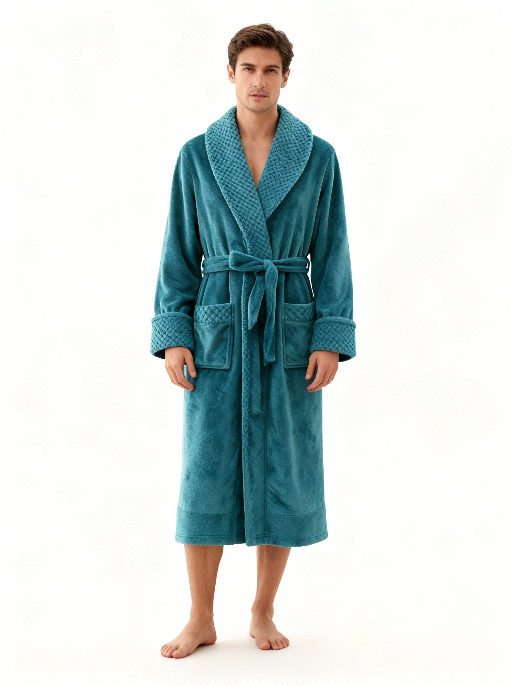Blød Lang Morgenkåbe – Hygge og Elegance til de Kolde Dage Bathrobes Tech Butik Grøn M For mænd