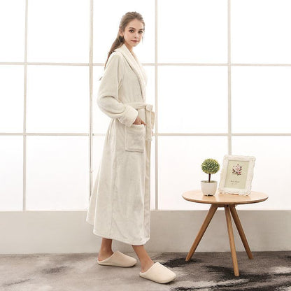 Blød Lang Morgenkåbe – Hygge og Elegance til de Kolde Dage Bathrobes Tech Butik Hvid M Til kvinder