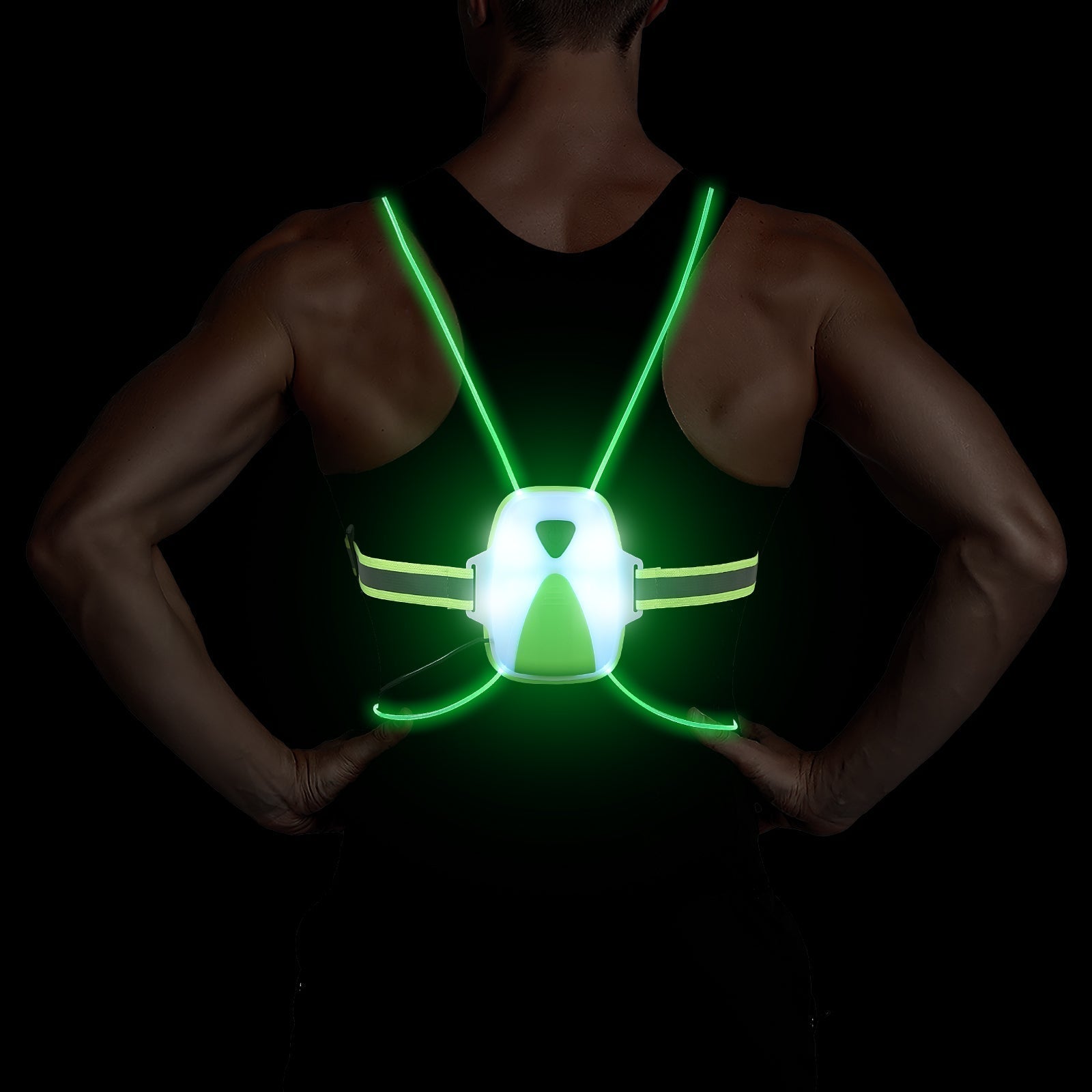 Reflekterende LED Sikkerhedsvest til Løb – Justerbar Unisex Vest med Høj Synlighed Sikkerheds- og refleksudstyr Tech Butik