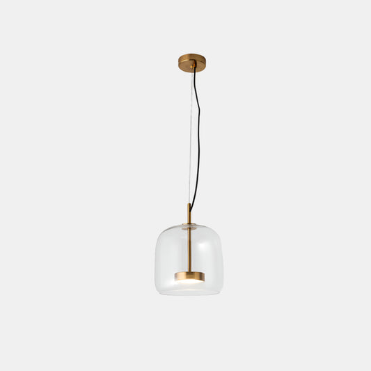 Retro LED Hanglampe i Guldmetal og Glas Hængelampe Tech Butik 25CM Klar Varmhvid