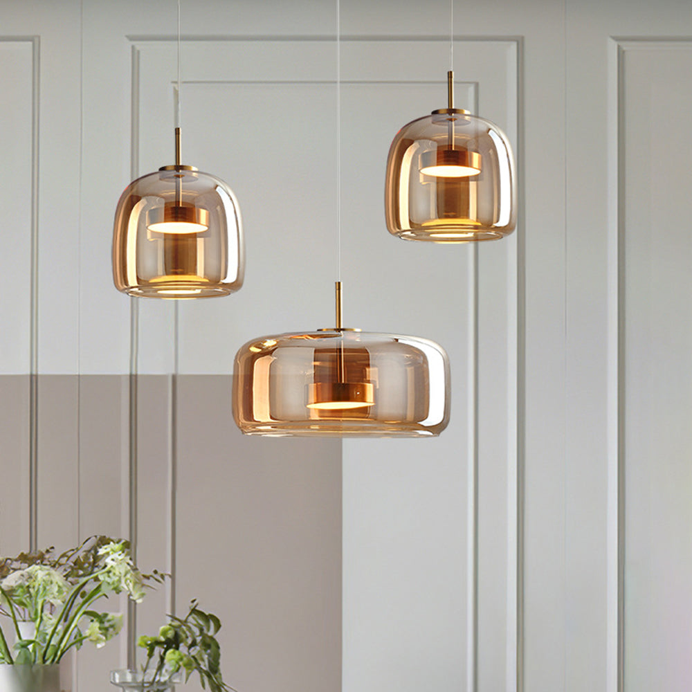 Retro LED Hanglampe i Guldmetal og Glas Hængelampe Tech Butik
