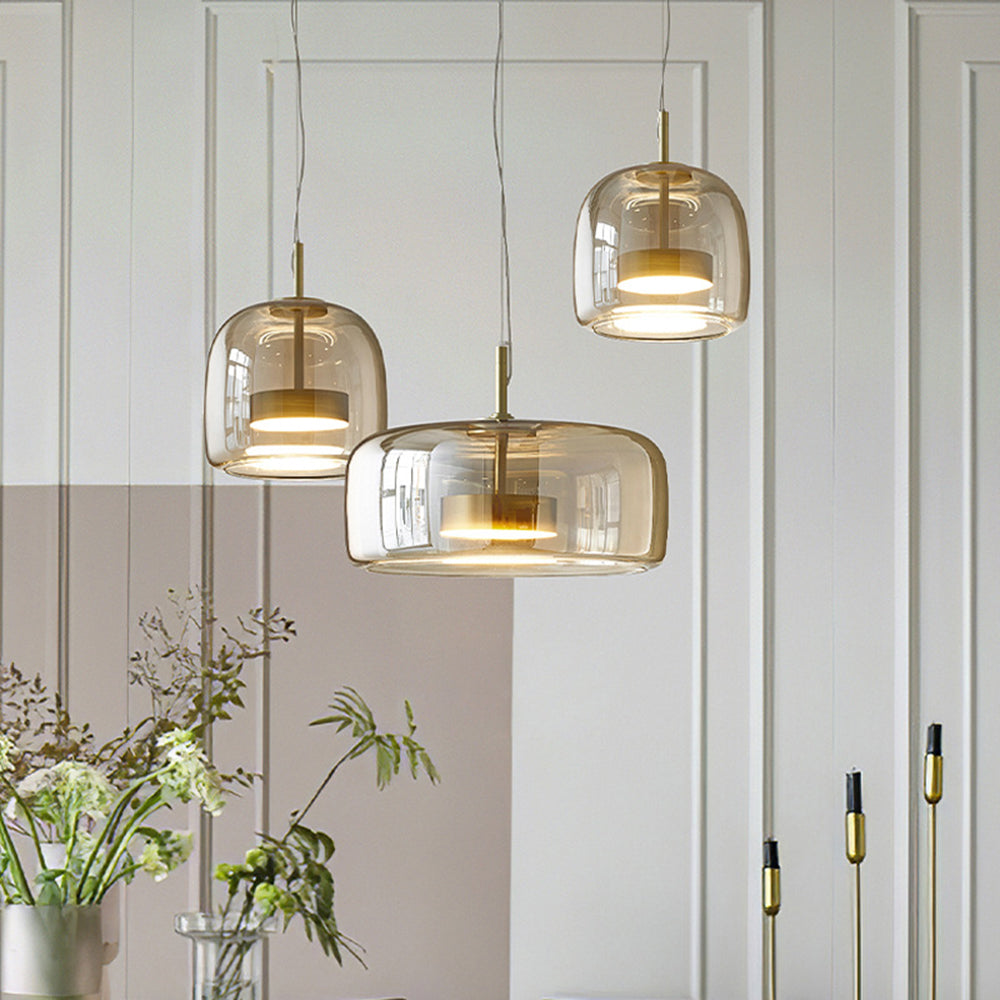 Retro LED Hanglampe i Guldmetal og Glas Hængelampe Tech Butik