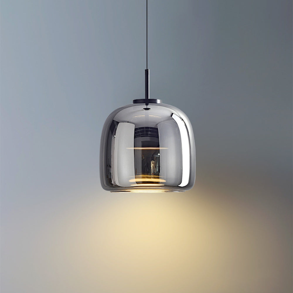 Retro LED Hanglampe i Guldmetal og Glas Hængelampe Tech Butik 25CM Røggrå Varmhvid