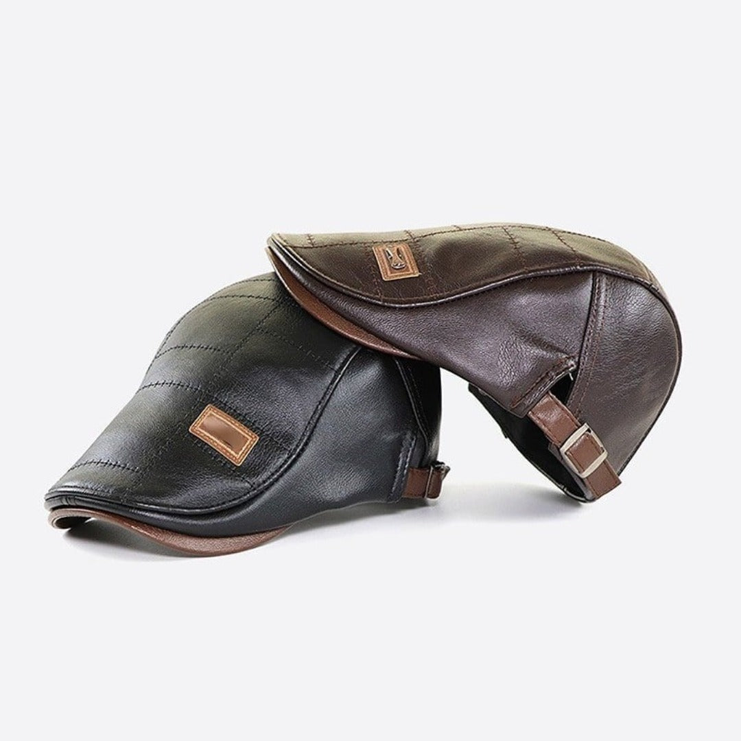 Vintage Læderbaret – Klassisk Herrestil Baretter Tech Butik