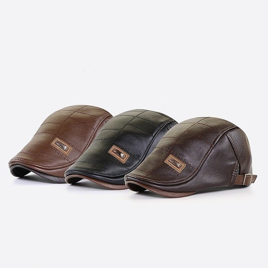 Vintage Læderbaret – Klassisk Herrestil Baretter Tech Butik