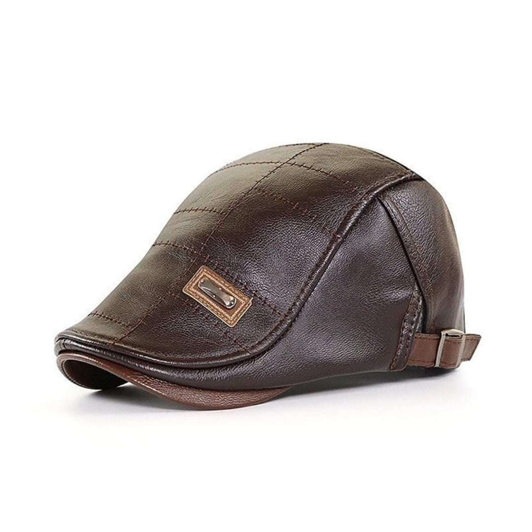 Vintage Læderbaret – Klassisk Herrestil Baretter Tech Butik Mørkebrun